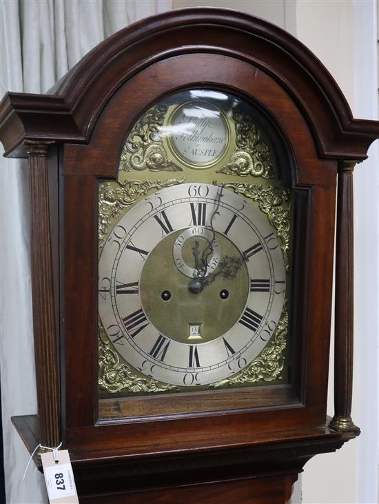 A mahogany longcase clock, the eight-day movement with brass dial by Philip Polkinghorn, St Austle, 200cm